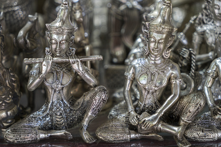 Silver statuette of Lakshmiの写真素材