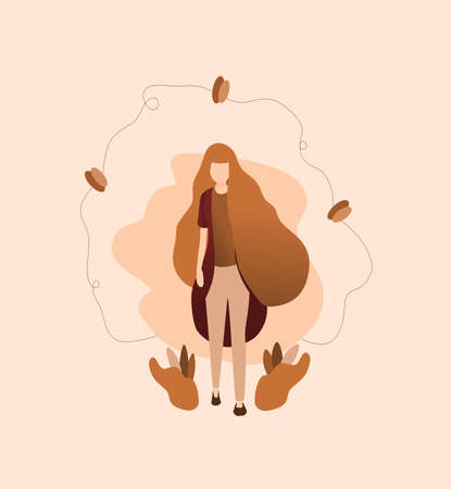 Brown Flat Illustration Women vectorのイラスト素材