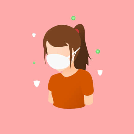 Defended Corona Covid Virus Women Vectorのイラスト素材