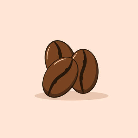 coffee beans flat vector brown colorのイラスト素材