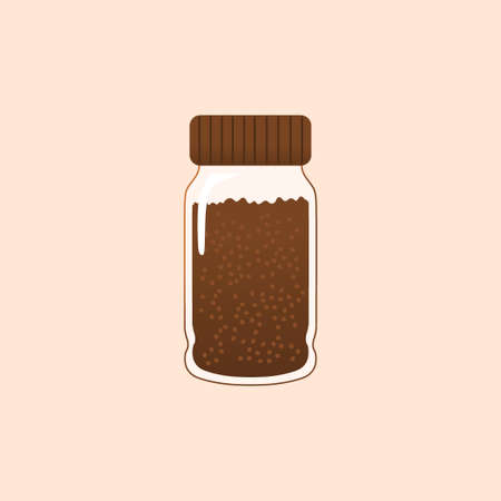 coffee jar flat vector with brown colorのイラスト素材