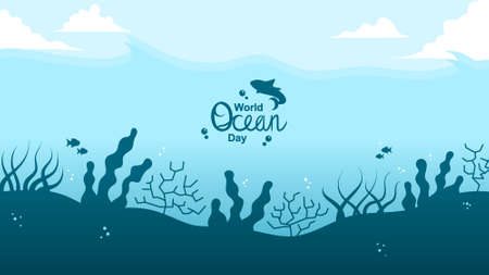 world ocean day background design image, to commemorate world sea day, the image in the form of eps 10 does not crashのイラスト素材