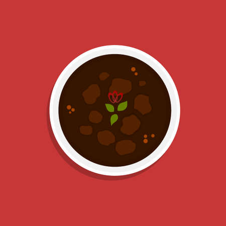 Rendang food flat design, traditional Indonesian food with a lot of spice mixture. eps can be edited layer by layerのイラスト素材