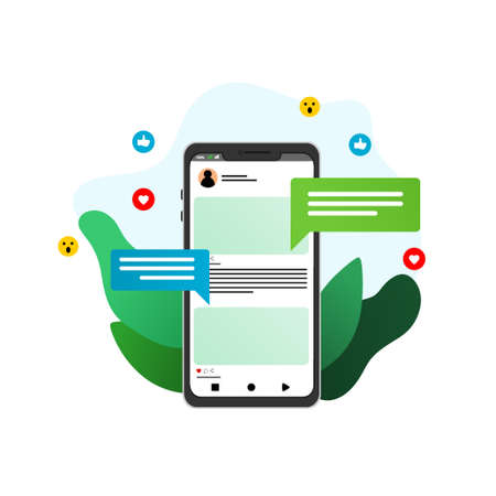 social media flat illustration vector simple and modernのイラスト素材