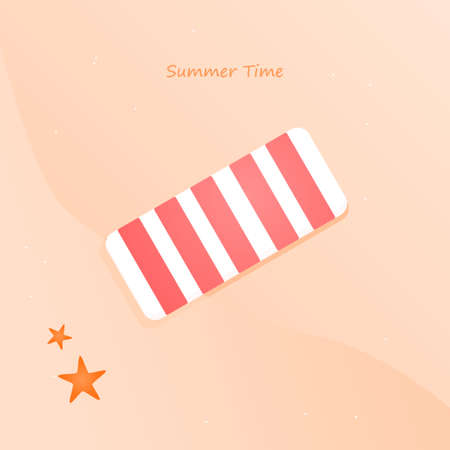 summer mat illustration vector, relevant to summer poster, website, etc. EPS layer include mat, sands background and textのイラスト素材