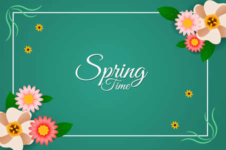 spring time illustration vector with beautiful flowers, additional image include layer by layerのイラスト素材