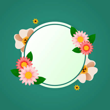 flat spring background card vector with beautiful flowers, relevant for spring template backgroundのイラスト素材