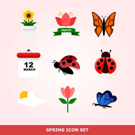 spring flat icon set vector with simple icon design, additional image include layer by layer EPS10のイラスト素材
