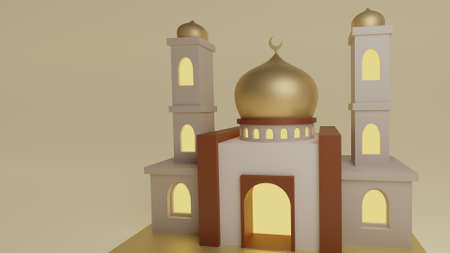 mosque 3D illustration simple and minimalistの写真素材