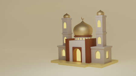mosque 3D illustration simple and minimalistの写真素材