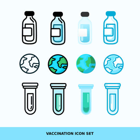 vaccine icon set vector with different design,  presents icons that are grouped also by layer to layer, easy to editのイラスト素材