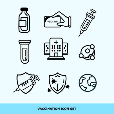 vaccine icon set vector only outline easy to change color one icon has combined elements items based on layer by layerのイラスト素材