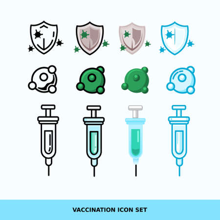 vaccine icon set vector with different design,  presents icons that are grouped also by layer to layer, easy to editのイラスト素材