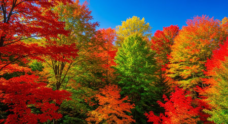 Colorful autumn leaves in the forest. Autumn landscape with trees.の素材