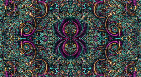 Abstract fractal. Fractal art background for creative design. Decoration for wallpaper, desktop, poster, cover booklet. Print for clothes, t-shirt. Creative illustration for designの素材