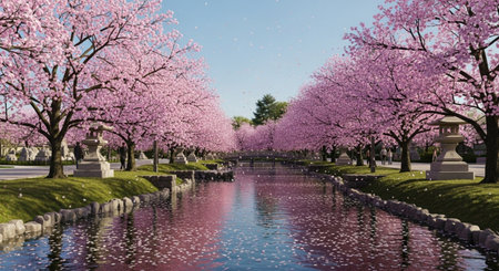 Cherry blossoms in Washington DC, USA. 3D renderingの素材