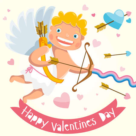 Cupid mascot in various positions.Vector illustration.Happy valentine's day.のイラスト素材