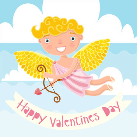 Happy valentine's day. Cupids. Congratulation. Cute angels.