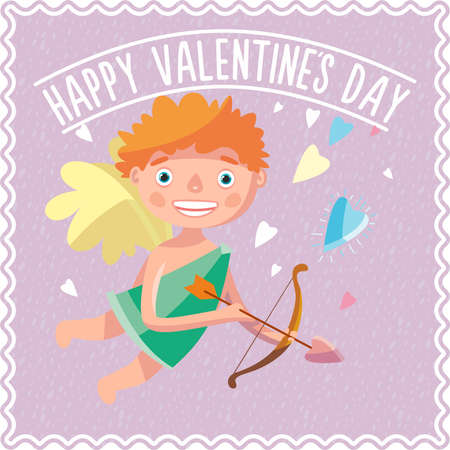 Happy valentine's day. Cupids. Congratulation. Cute angels.のイラスト素材