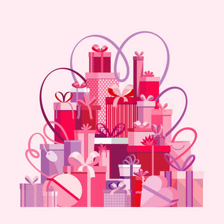 Gift boxes with long ribbonsのイラスト素材