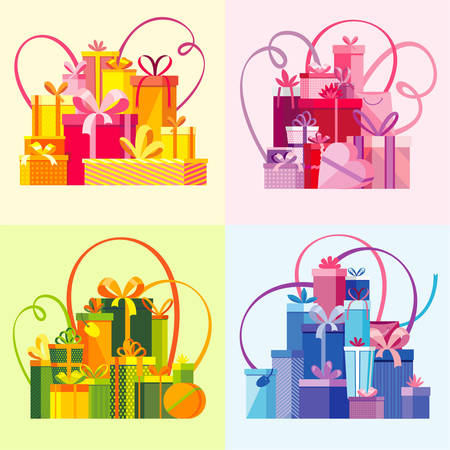 Gift boxes with long ribbonsのイラスト素材