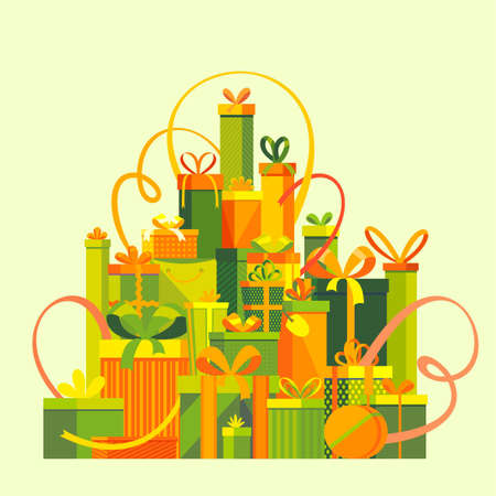 Gift boxes with long ribbonsのイラスト素材