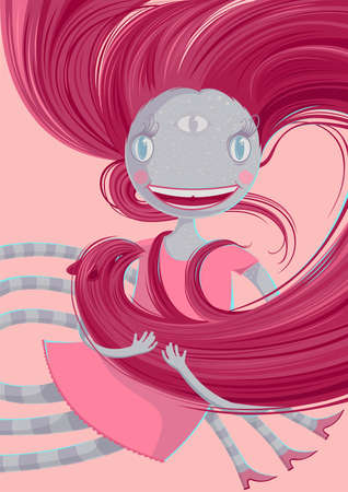 Cute monster - creative posterのイラスト素材