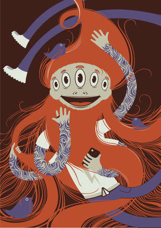 Cute monster - creative posterのイラスト素材