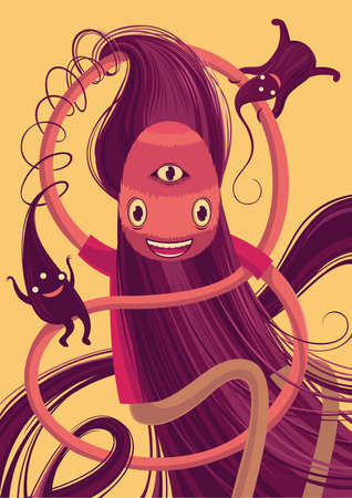 Cute monster - creative posterのイラスト素材