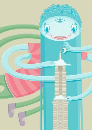 Cute monster - creative posterのイラスト素材