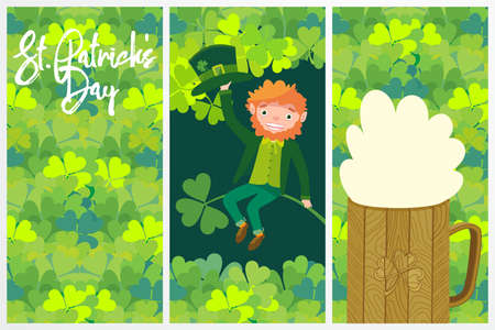 Saint Patrick's Day. Leprechaun. Template.のイラスト素材
