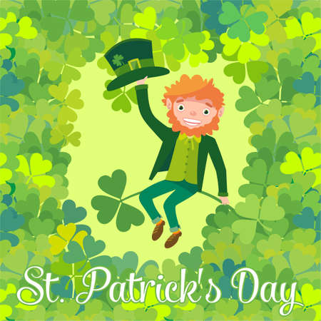Saint Patrick's Day. Leprechaun. Template.のイラスト素材