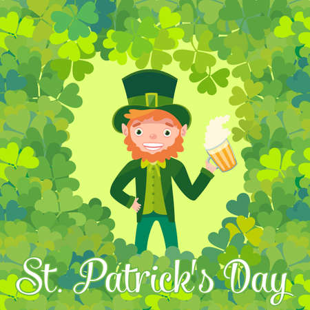 Saint Patrick's Day. Leprechaun. Template.のイラスト素材