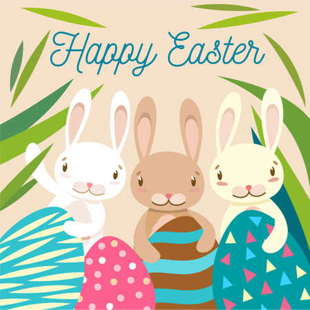 Happy easter. Painted eggs. Cute illustrationのイラスト素材