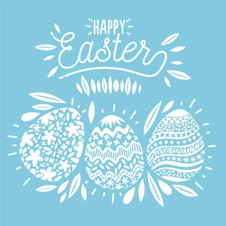 Happy easter. Painted eggs. Cute illustrationのイラスト素材