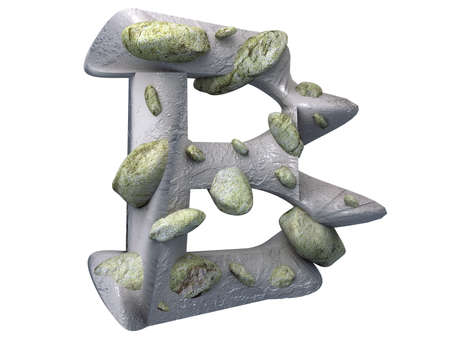 3D Concrete Gravel Alphabet Font Perspective View B の写真素材