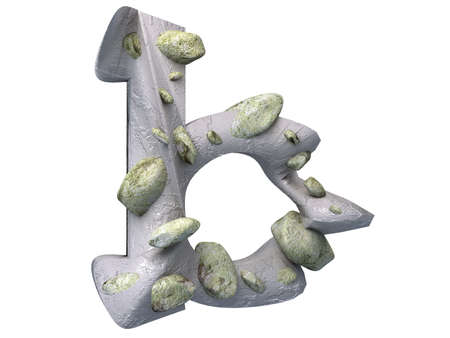 3D Concrete Gravel Alphabet Font Perspective View B Lowercaseの写真素材