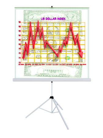 3D Us Dollar Index Chart Red Variant Projector Screen Front Viewの写真素材