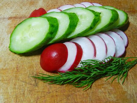 Fresh vegetables for the saladの写真素材