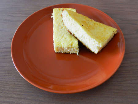 Cheese cottage casserole slice on the plateの写真素材