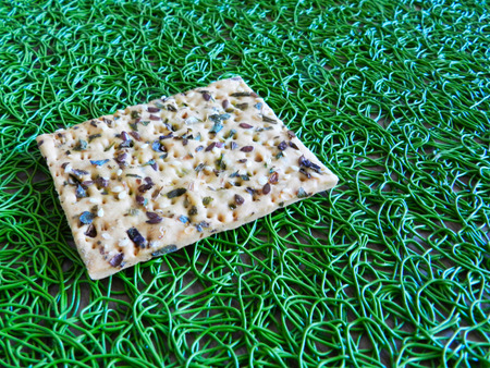 Salt coockie on the green background macro photoの写真素材