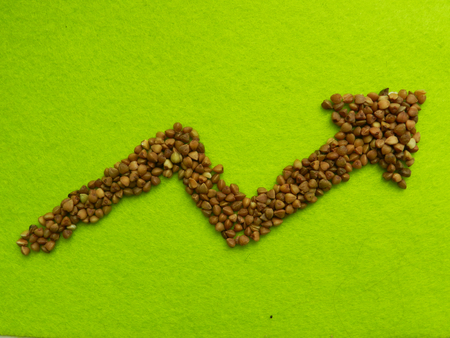 Buckwheat arrow on the green backgroundの写真素材