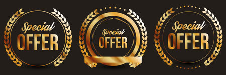 Set of color special offer buttons or badges. Vector illustration.のイラスト素材