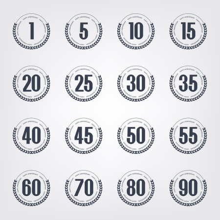 Vector set of anniversary symbols. Anniversary logo's collection.のイラスト素材