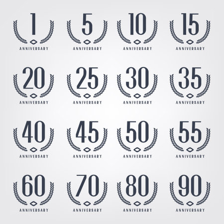 Vector set of anniversary symbols. Anniversary logo's collection.のイラスト素材