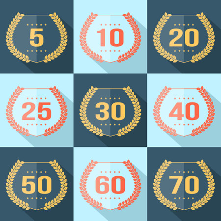 Vector set of anniversary symbols. Flat anniversary logo's collection.のイラスト素材