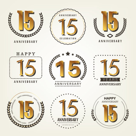 15 years anniversary logo set. Vector illustration.のイラスト素材