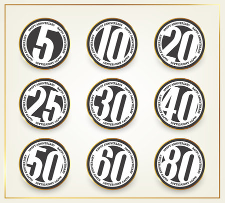 Vector set of happy anniversary emblems. 5のイラスト素材