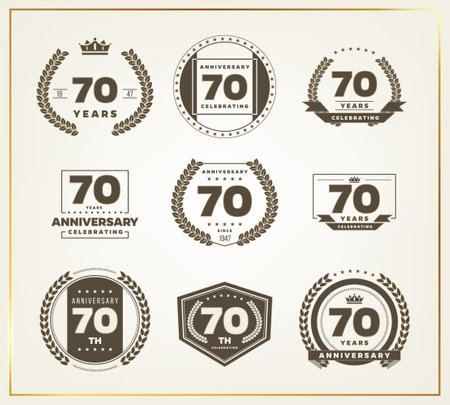 70 years anniversary logo set. Vector illustration.のイラスト素材