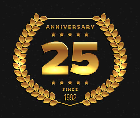 Twenty five years anniversary banner. 25th anniversary icon . Vector illustration.のイラスト素材